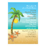 Palm tree & starfish beach wedding bridal shower custom invites