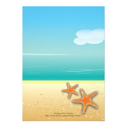 Palm tree & starfish beach wedding bridal shower custom invites