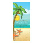 Palm tree & starfish beach wedding menu card invitations
