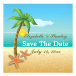 Palm tree & starfish beach wedding Save the Date invitations