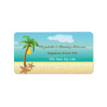 Palm tree & starfish tropical beach wedding label labels