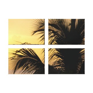 Palm Tree Sunset, quad wrapped canvas wrappedcanvas