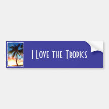 Palm Tree Sunset Stamp Bumper Sticker