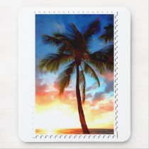 Palm Tree Sunset Stamp mousepads
