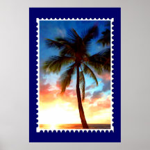 Palm Tree Sunset Stamp Print