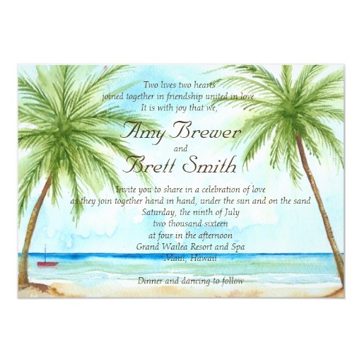 Palm Tree Wedding Invitation Zazzle