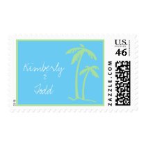 Palm Tree Wedding Postage Stamp by EverAfter Palm Tree Wedding Postage Stamp