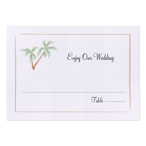 Palm Tree Wedding Seating / Escort Card Business Cards (front side)
