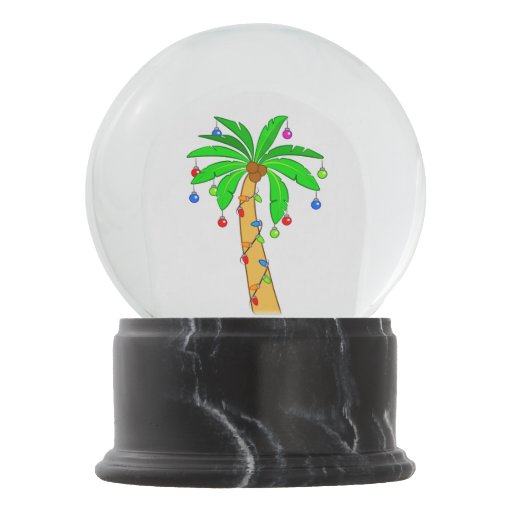 palm tree with christmas decorations snow globe zazzle palm tree with christmas decorations snow globe zazzle
