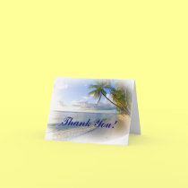 Palm Trees and Beach wedding Thank You notecards cards