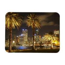 Palm Trees and CBD at Night, Sydney, New South Rectangular Magnet