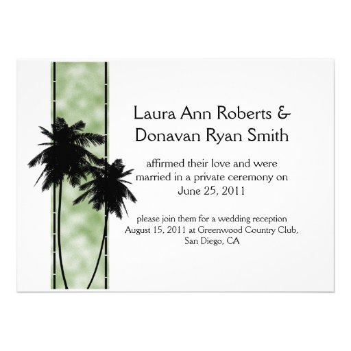 Palm Trees and Green Post Wedding Invitation