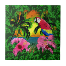 Palm Trees And Island Sunsets Tiles