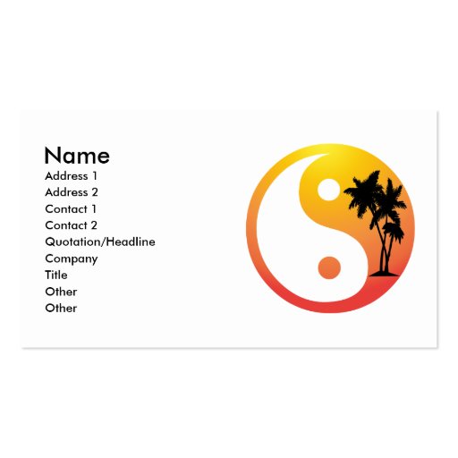 Palm Trees at Sunset Yin Yang Business Card (front side)