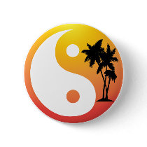 Palm Trees at Sunset Yin Yang Button