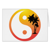 Palm Trees at Sunset Yin Yang Greeting Card