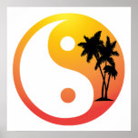 Palm Trees at Sunset Yin Yang Poster Print