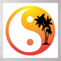 Palm Trees at Sunset Yin Yang Poster Print