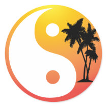 Palm Trees at Sunset Yin Yang Sticker