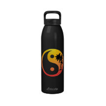 Palm Trees at Sunset Yin Yang Water Bottle