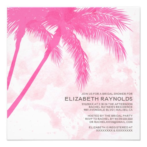 Palm Trees Beach Bridal Shower Invitations