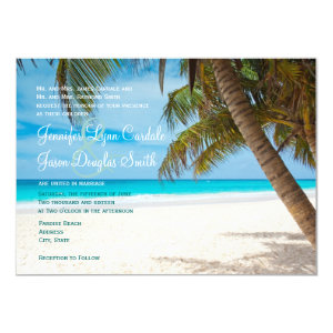 Palm Trees Beach Destination Wedding Invitations 4.5
