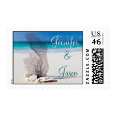 Palm Trees Beach Destination Wedding Postage Stamp