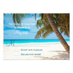 Palm Trees Beach Destination Wedding RSVP Cards