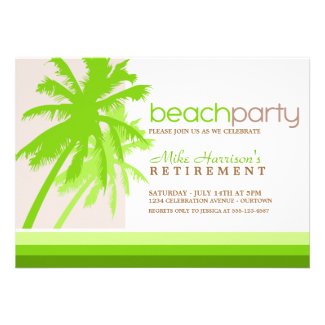 Palm Trees Beach Party Invitations