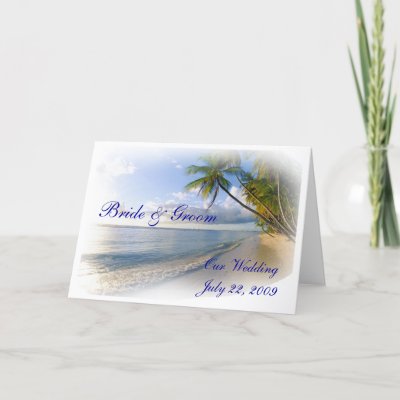 Palm Trees Beach Wedding Invitation Greeting Card by kjsweddingshop