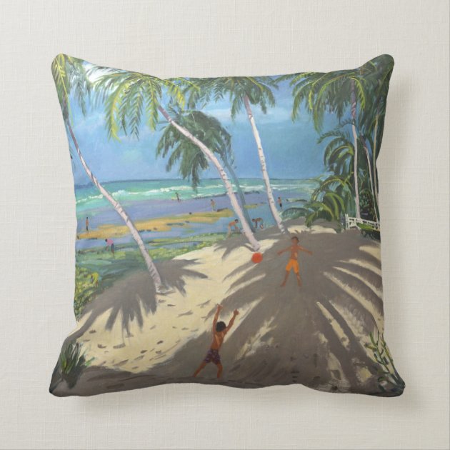 Palm trees Clovelly beach Barbados 2013 Throw Pillows
