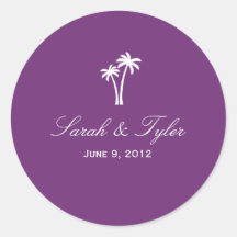 Palm Trees Favor Sticker - Purple