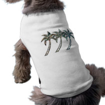 Palm Trees in Paua Shell Textures Pet T-shirt