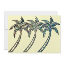 Palm Trees in Paua Shell Textures Custom Invites