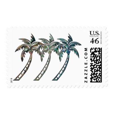 Palm Trees in Paua Shell Textures Stamps by ElainePlesser