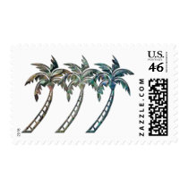 Palm Trees in Paua Shell Textures postage by ElainePlesser Palm Trees in Paua Shell Textures postage