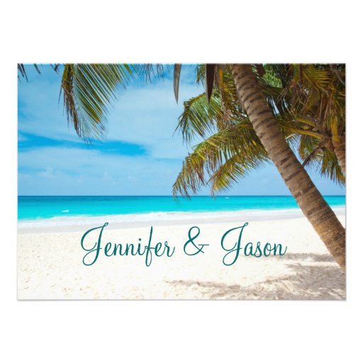 Palm Trees on Beach Destination Wedding Invitation