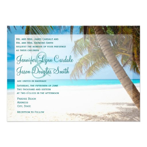 Palm Trees on Beach Destination Wedding Invitation