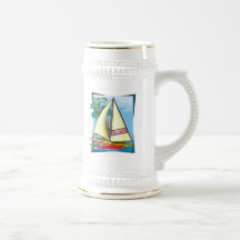Palm Trees & Sailboat Coffee Mugs