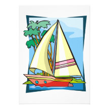 Palm Trees & Sailboat Custom Invitations