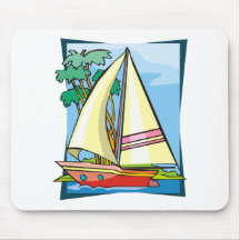 Palm Trees & Sailboat Mousepads