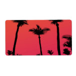 Palm Trees Silhouettes at Sunset labels