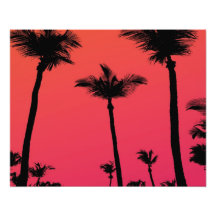 Palm Trees Silhouettes at Sunset Photo Art