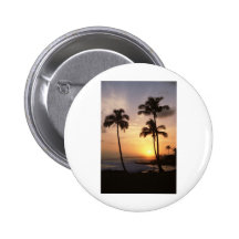 Palm Trees, Sunset, Beach, Hawaii Button