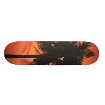 Palm Trees Sunset Silhouettes Skate Board Deck