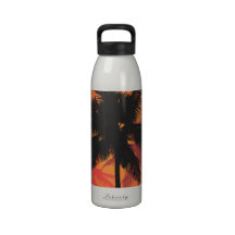 Palm Trees Sunset Silhouettes Reusable Water Bottle