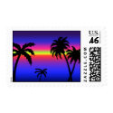 Palm Trees Tropical Sunset Postage Stamp by thehatch Palm Trees Tropical Sunset Postage Stamp