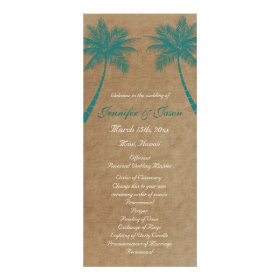 Palm Trees Tropical Teal Beach Wedding Programs Rack Cards