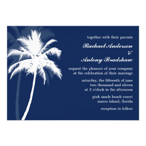 Palm Trees Tropical Wedding Custom Invitations