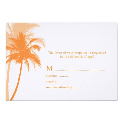 Palm Trees Tropical Wedding Response Cards Custom Invitations